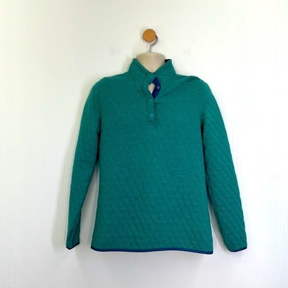 ORVIS - Teal & Blue Quilted Button Long Sleeve Pullover Size Small - Picture 2 of 11